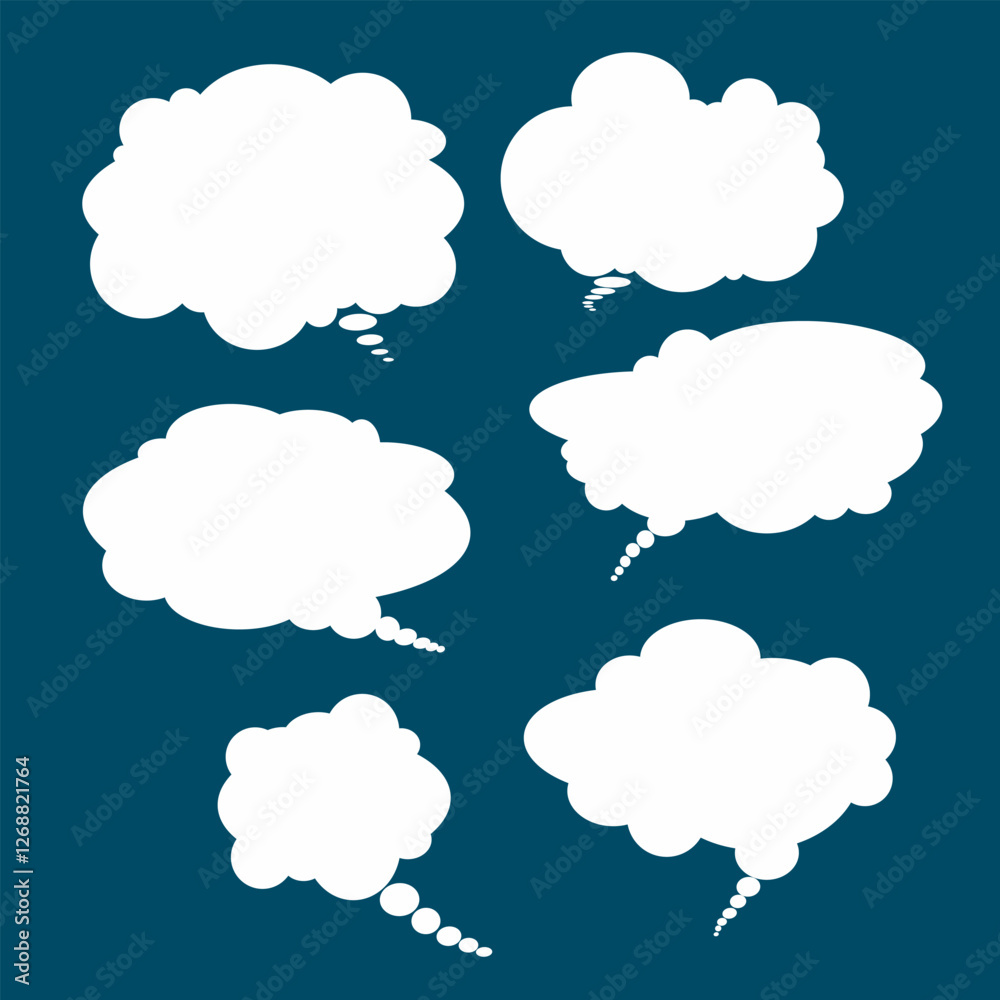 Comics speech bubble vector. White speech bubble collection. Dialog bubble Border material element. Speech bubble icon. Thinking cloud vector. Cloud bubble teks clip art. Comics speech bubble vector. White speech bubble collection. Dialog bubble Border material element. Speech bubble icon. Thinking cloud vector. Cloud bubble teks clip art.