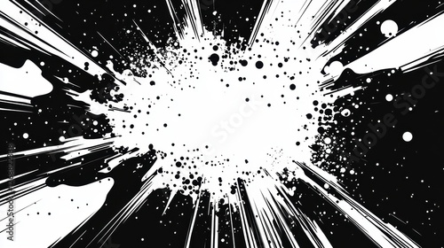 Dynamic Black And White Ink Splash With Energetic Burst Effect Ideal For Poster, Banner, Wallpaper And Presentation Design
