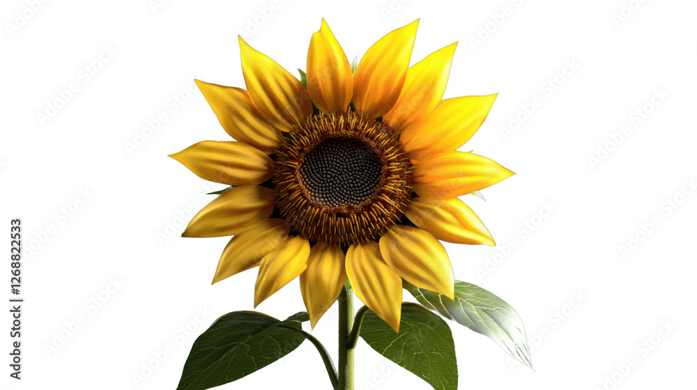 Obraz premium Sunflower blooming with transparent background representing summer and nature