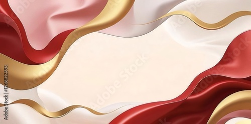 Wallpaper Mural Elegant red, gold, white silk waves, blank center, background design Torontodigital.ca
