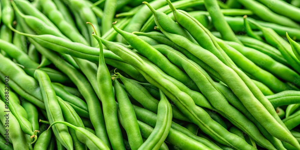 Fresh Green Beans Piled Together on a Wooden Surface for Cooking Fresh Green Beans Piled Together on a Wooden Surface for Cooking