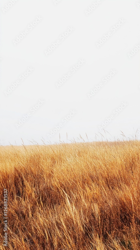 Textured layer of golden brown grass sways gently in the breeze under a clear sky Textured layer of golden brown grass sways gently in the breeze under a clear sky