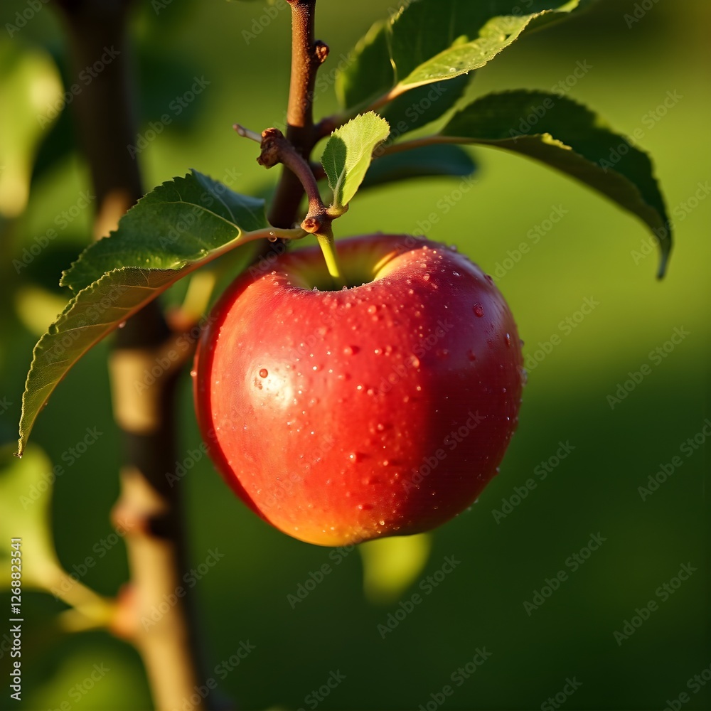 Red apples hanging on branch. Red apples hanging on branch.