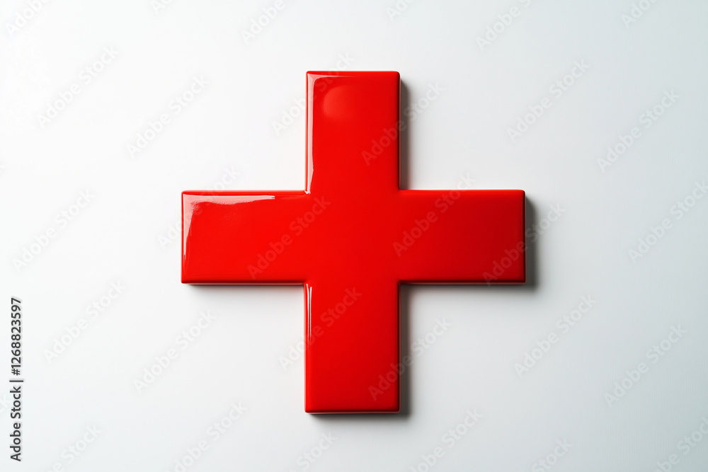 Bold red cross on a pure white background symbolizing medical aid and health support in various humanitarian contexts and initiatives Bold red cross on a pure white background symbolizing medical aid and health support in various humanitarian contexts and initiatives