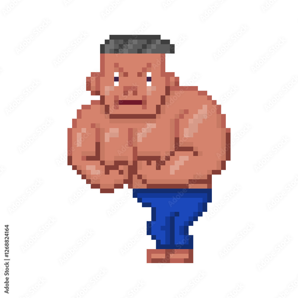 Fototapeta premium Pixel illustration of a body builder