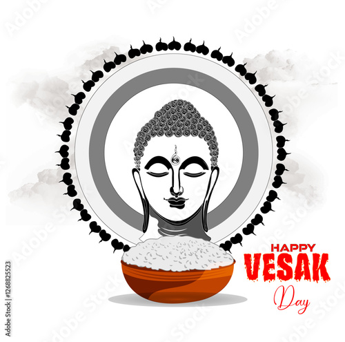 Creative Design of Happy Vesak Day Or Buddha Purnima Background for card,greeting,poster design