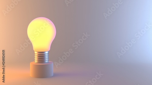 Glowing Lightbulb on Stand Illuminated Idea Creative Inspiration Minimalist Design
