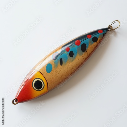 Polished wooden fishing lure with vibrant colors designed for anglers seeking effective bait photo