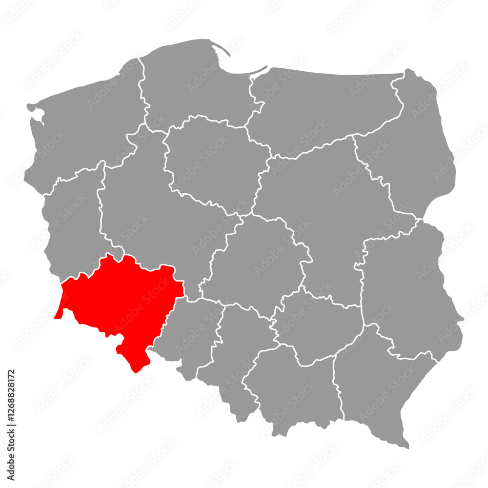 Lower Silesia of Poland map shape, travel web flat concept icon vector illustration . Lower Silesia of Poland map shape, travel web flat concept icon vector illustration .