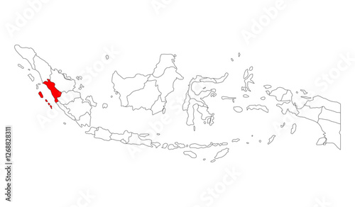 Indonesia detailed West Sumatra map shape, Flat web graphic concept icon symbol vector illustration .