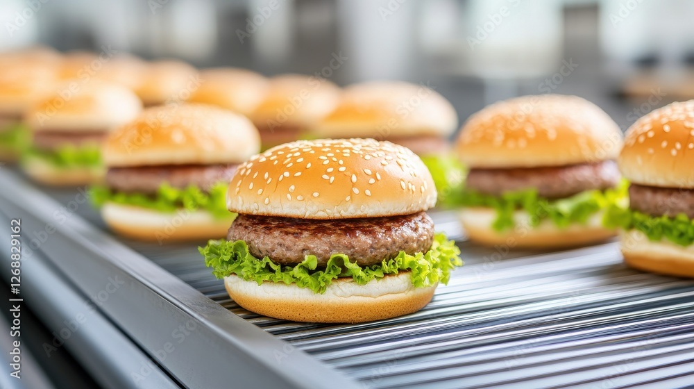 custom made wallpaper toronto digitalConveyor Belt Featuring Burgers in Motion Illustrating Fast Food Demand and Efficiency in Food Industry Production