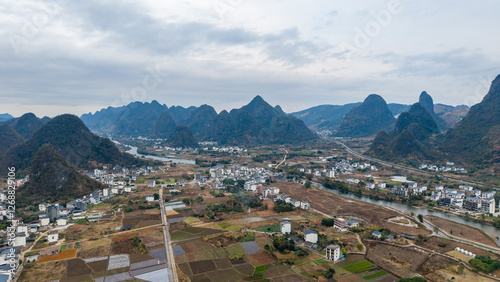 Obraz na płótnie Aerial photography of the scenery of Guilin and Yangshuo in China w salonie