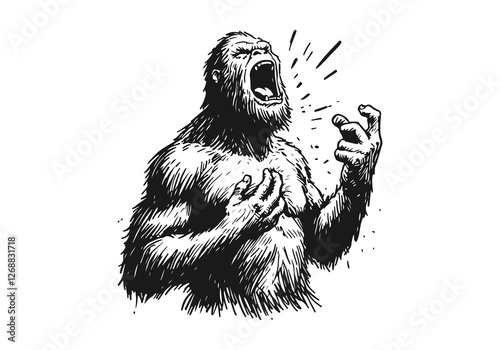 bigfoot hand drawn sketch vector