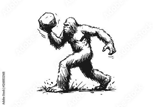 bigfoot hand drawn sketch vector