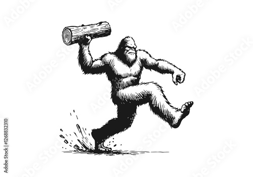 bigfoot hand drawn sketch vector