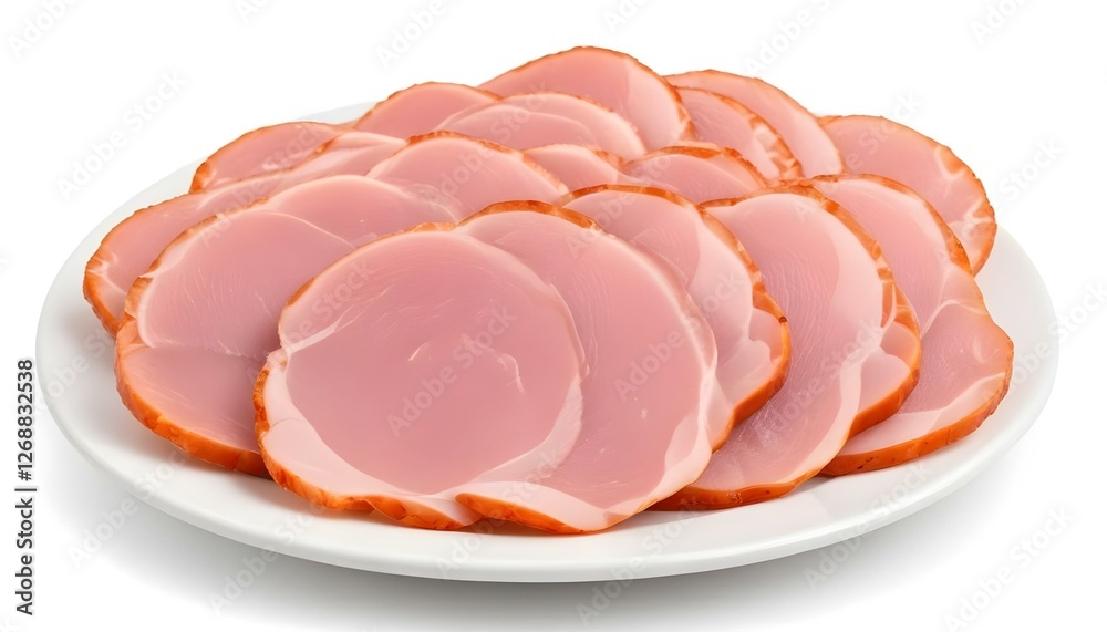 pork ham slices isolated on white background pork ham slices isolated on white background