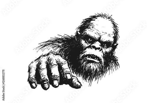 bigfoot hand drawn sketch vector