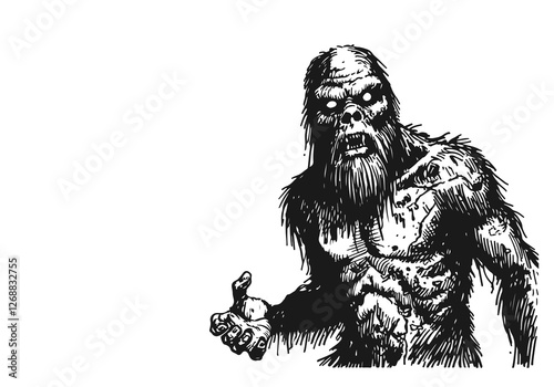 bigfoot hand drawn sketch vector