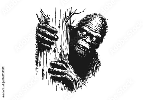 bigfoot hand drawn sketch vector