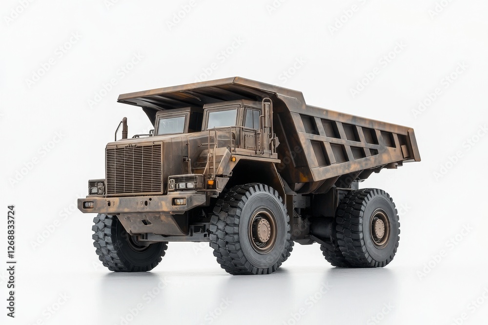 Studio Shot Brown Dump Truck Model, White Background Studio Shot Brown Dump Truck Model, White Background