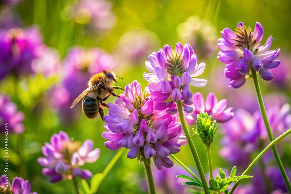 Bumblebee Pollinating Purple Crown Vetch, Stokes State Forest, Summer Bumblebee Pollinating Purple Crown Vetch, Stokes State Forest, Summer