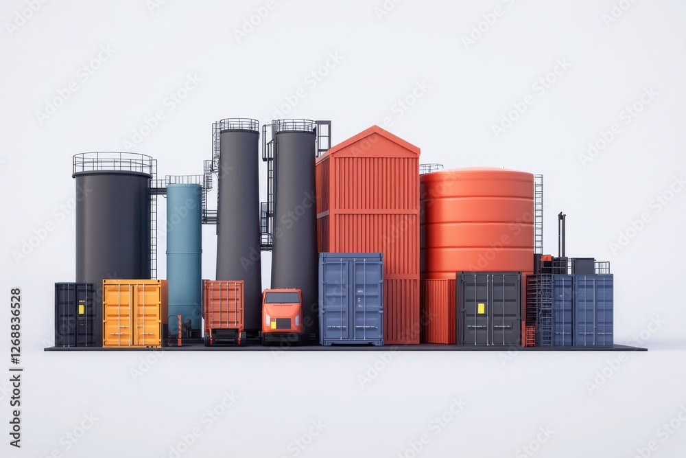 Storage solutions and industrial silos displayed on a vibrant backdrop for construction, logistics, and agriculture professionals seeking high-quality imagery Storage solutions and industrial silos displayed on a vibrant backdrop for construction, logistics, and agriculture professionals seeking high-quality imagery