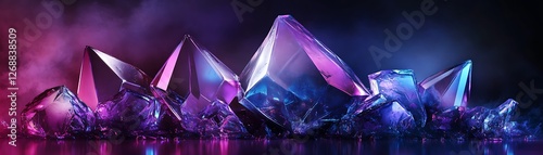 Wallpaper Mural A stunning array of colorful crystals illuminated by vibrant purple and blue lighting, creating a mystical and enchanting atmosphere perfect for various creative projects. Torontodigital.ca