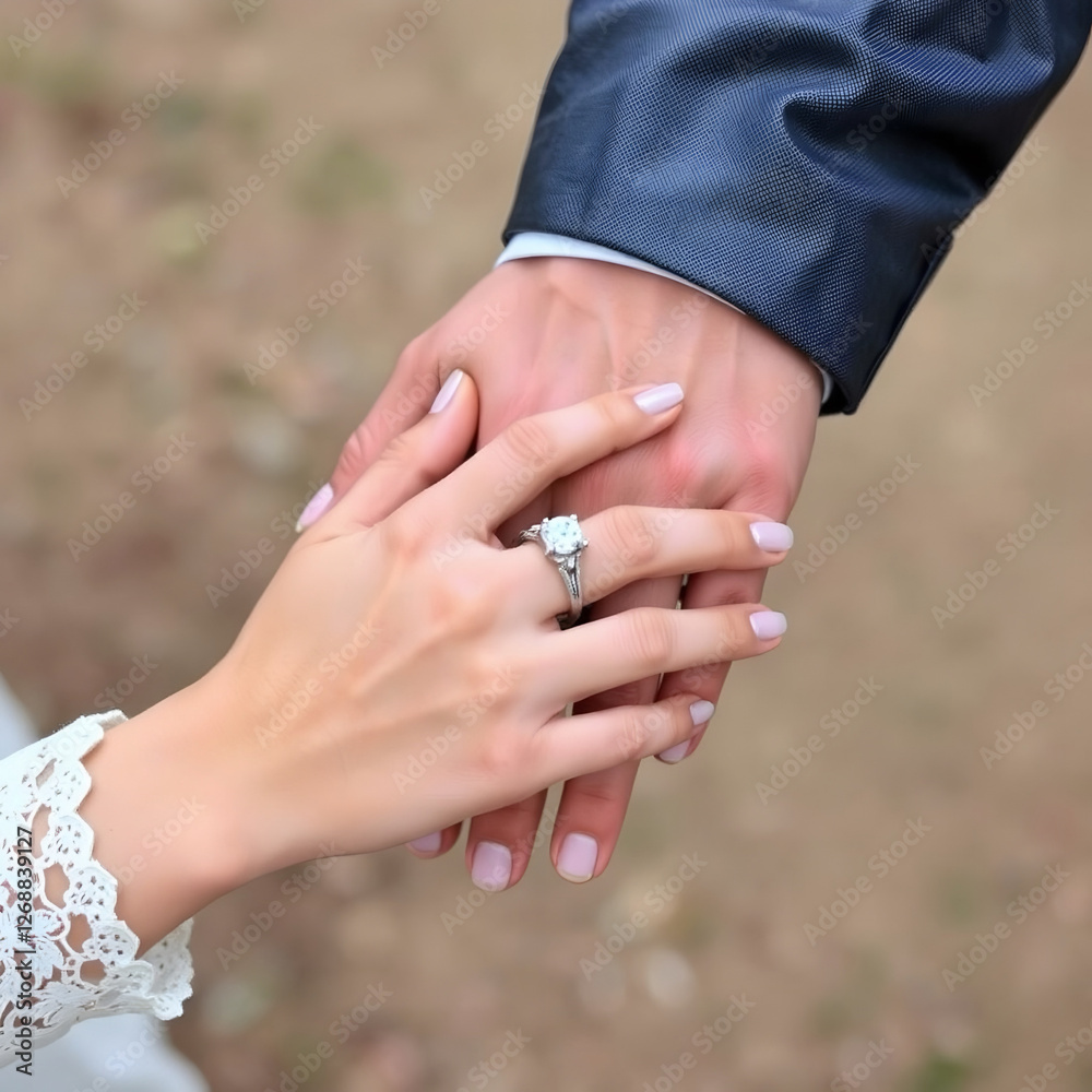 Fototapeta premium bride and groom holding hands