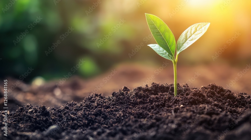 A small green seedling emerges from dark soil, illuminated by warm sunlight, symbolizing growth and new beginnings. A small green seedling emerges from dark soil, illuminated by warm sunlight, symbolizing growth and new beginnings.