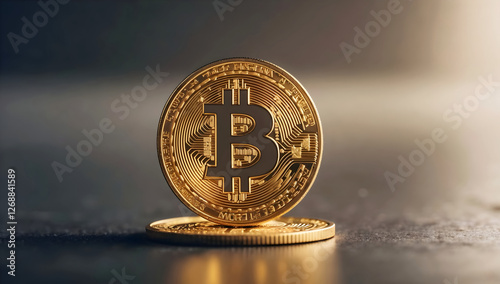 Obraz na płótnie Bit coin closeup, cryptocurrency, future money, isolated, copy space area, template w salonie