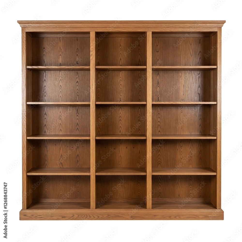 Wooden bookshelf or bookcase isolated on white background Wooden bookshelf or bookcase isolated on white background