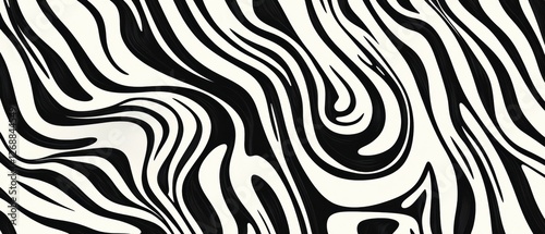 Dynamic Abstract Wavy Lines Pattern in Black and White Perfect for Wallpaper, Banner, Poster or Presentation Design