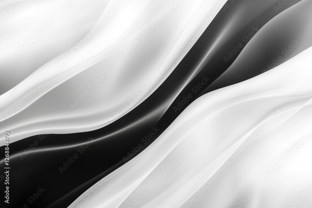 Obraz premium Elegant Monochrome Silk Fabric Waves Creating a Classy Abstract Background for Posters or Web and Presentation Designs