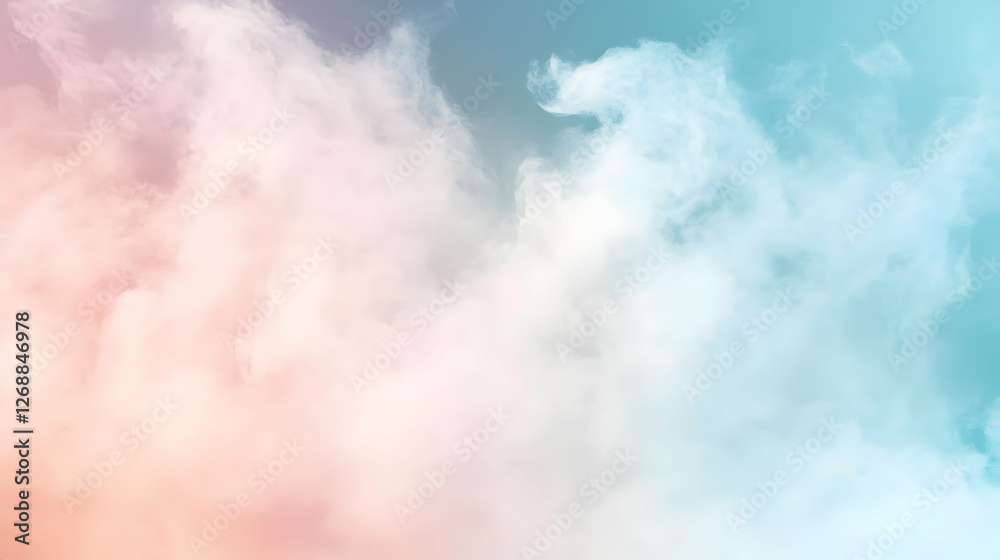 Pastel sky, fluffy clouds, dreamy background, design Pastel sky, fluffy clouds, dreamy background, design