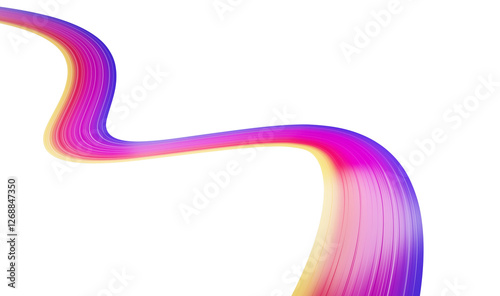 3d Shiny Ribbon Waving colorful Ribbon White Background 3d Illustration