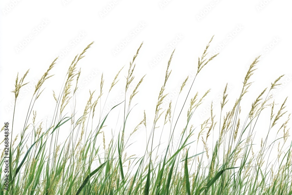 Windblown meadow grass isolated on white background for design Windblown meadow grass isolated on white background for design