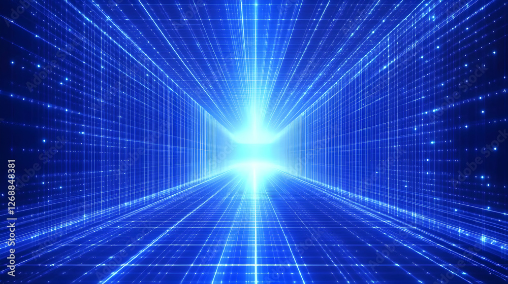 Digital tunnel, glowing lines, data stream, technology background Digital tunnel, glowing lines, data stream, technology background
