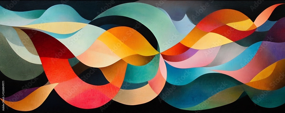 Obraz premium A vibrant abstract composition featuring flowing waves of color that create a soothing, dynamic visual experience. Perfect for backgrounds, designs, and artistic projects.