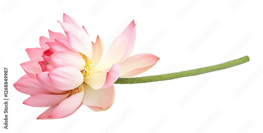 Fototapeta premium Lotus flower with stalk on a white background. isolated background.