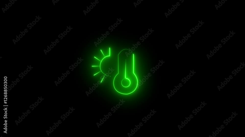 Neon thermometer temperature icon Neon thermometer temperature icon