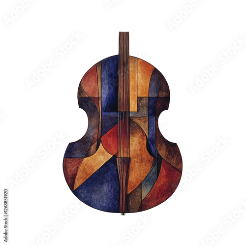 Abstract Cubist Double Bass Painting