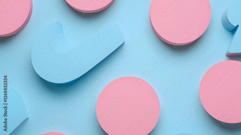 Abstract Pastel Pink Blue 3D Shapes Background Abstract Pastel Pink Blue 3D Shapes Background