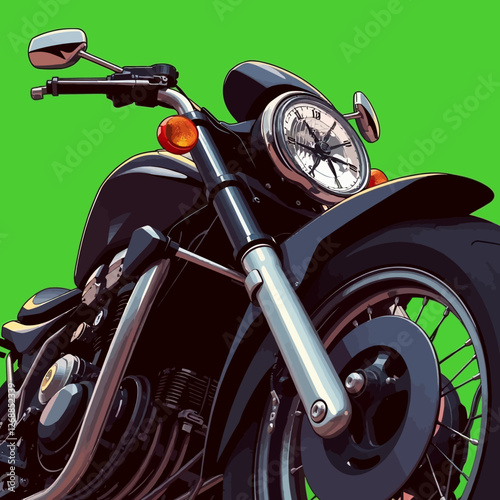 ector art motorcycle on a plain green background