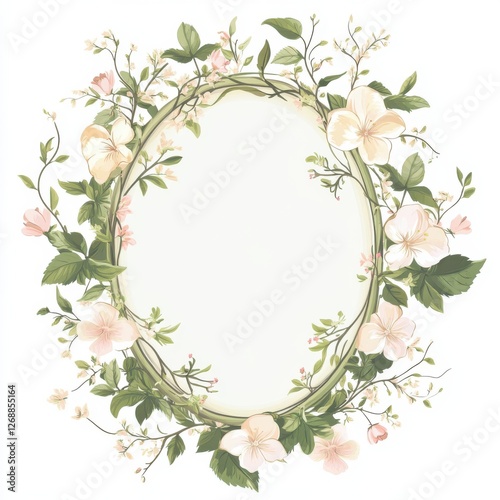 Elegant floral garland design featuring delicate blossoms and lush greenery for decoration