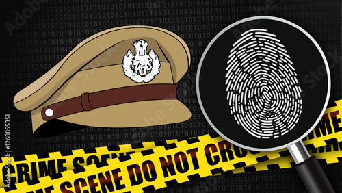 An Indian police cap placed prominently against a jail background, symbolizing law enforcement and incarceration. Ideal for themes on crime, justice, and policing in India.