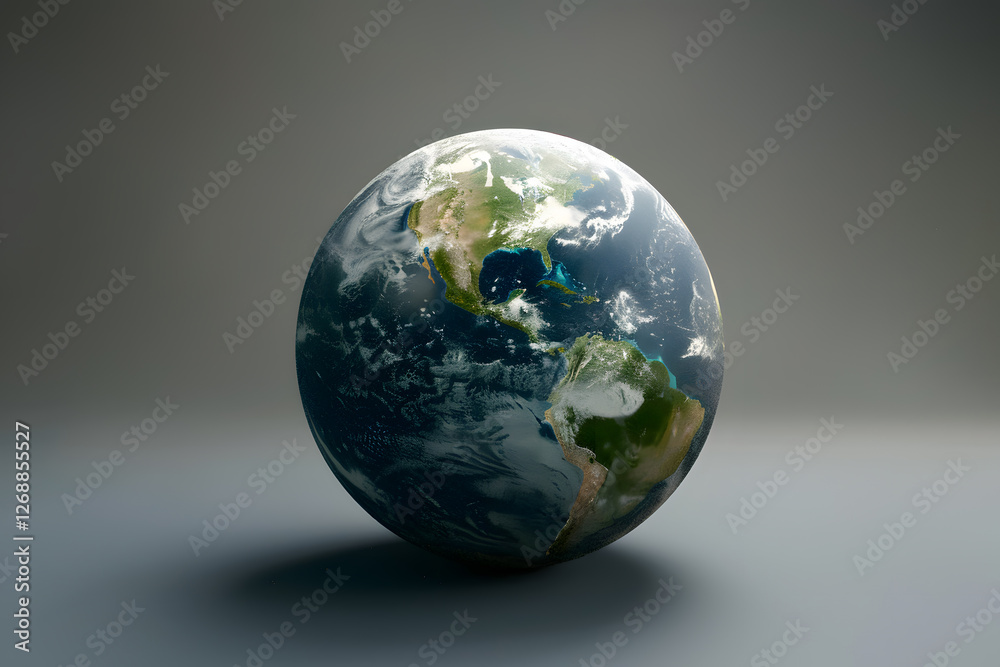 Fototapeta premium Realistic earth globe on gradient background