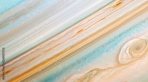Swirling patterns and colors of a distant planet captured in a cosmic landscape. Generative AI