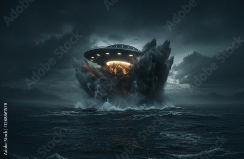 UFO or UAP emerging from the ocean photo