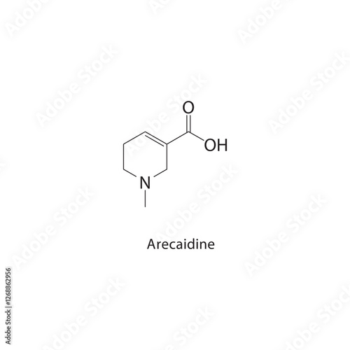 Arecaidine skeletal structure.Alkaloid compound schematic illustration. Simple diagram, chemical formula.