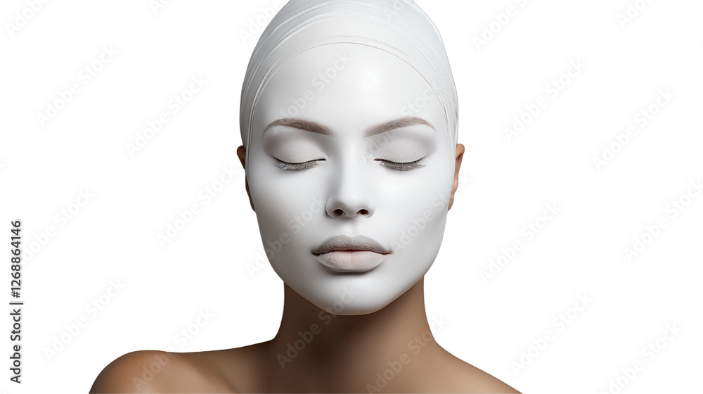 Serene Woman with Face Mask Spa Beauty Portrait, Calm and Clean Studio Style, isolated on transparent background. Serene Woman with Face Mask Spa Beauty Portrait, Calm and Clean Studio Style, isolated on transparent background.